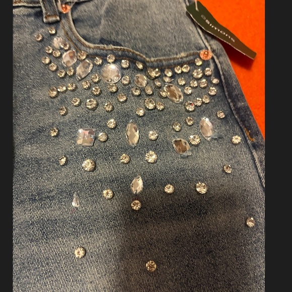 Signature8 (sold by Simons) rhinestones straight-leg high waist jeans NWT - Picture 4 of 11